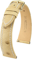 Kožený řemínek Hirsch Massai Ostrich L 04362091-7, béžový, pštrosí kůže, délka L, Quick Release