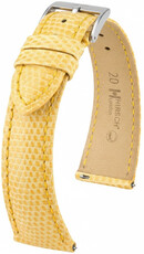 Kožený řemínek Hirsch London L 04266073-2, žlutý, ještěrčí kůže, délka L, Quick Release