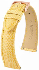 Kožený řemínek Hirsch London L 04266073-7, žlutý, ještěrčí kůže, délka L, Quick Release