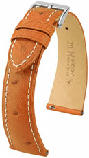 Kožený řemínek Hirsch Massai Ostrich L 04262071-2, hnědý, pštrosí kůže, délka L, Quick Release