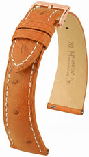 Kožený řemínek Hirsch Massai Ostrich L 04262071-7, hnědý, pštrosí kůže, délka L, Quick Release