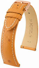 Kožený řemínek Hirsch Massai Ostrich L 04262074-7, hnědý, pštrosí kůže, délka L, Quick Release