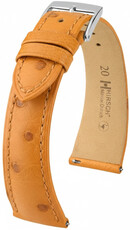 Kožený řemínek Hirsch Massai Ostrich L 04262075-2, hnědý, pštrosí kůže, délka L, Quick Release
