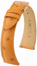 Kožený řemínek Hirsch Massai Ostrich L 04262075-7, hnědý, pštrosí kůže, délka L, Quick Release