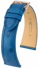 Kožený řemínek Hirsch Massai Ostrich L 04262085-7, modrý, pštrosí kůže, délka L, Quick Release