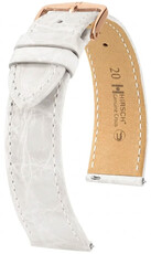 Kožený řemínek Hirsch Genuine Croco 01808100-7, bílý, krokodýlí kůže, Quick Release