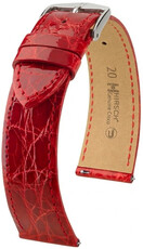Kožený řemínek Hirsch Genuine Croco 01808120-2, červený, krokodýlí kůže, Quick Release