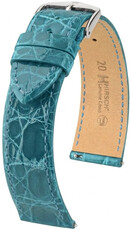Kožený řemínek Hirsch Genuine Croco L 01808083-2, modrý, krokodýlí kůže, délka L, Quick Release