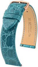 Kožený řemínek Hirsch Genuine Croco L 01808083-7, modrý, krokodýlí kůže, délka L, Quick Release