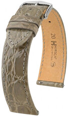 Kožený řemínek Hirsch Genuine Croco 01808130-2, šedý, krokodýlí kůže, Quick Release