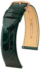 Kožený řemínek Hirsch Genuine Croco 01808140-7, zelený, krokodýlí kůže, Quick Release