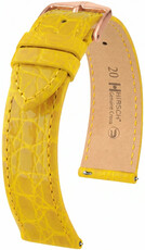 Kožený řemínek Hirsch Genuine Croco 01808172-7, žlutý, krokodýlí kůže, Quick Release