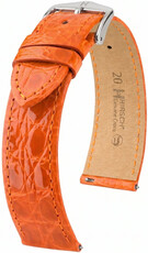 Kožený řemínek Hirsch Genuine Croco 01808176-2, oranžový, krokodýlí kůže, Quick Release