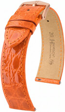 Kožený řemínek Hirsch Genuine Croco 01808176-7, oranžový, krokodýlí kůže, Quick Release