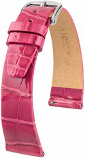 Kožený řemínek Hirsch Prestige L 02207024-2, růžový, aligátoří kůže, délka L, Quick Release