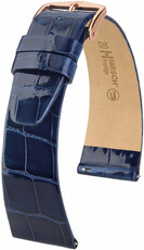 Kožený řemínek Hirsch Prestige L 02207080-7, modrý, aligátoří kůže, délka L, Quick Release
