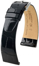 Kožený řemínek Hirsch Prestige 02207150-2, černý, aligátoří kůže, Quick Release