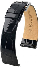 Kožený řemínek Hirsch Prestige 02307150-2, černý, aligátoří kůže, Quick Release