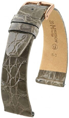 Kožený řemínek Hirsch Prestige 02308130-7, šedý, krokodýlí kůže, Quick Release