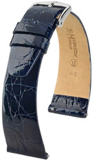 Kožený řemínek Hirsch Prestige L 02208080-2, modrý, krokodýlí kůže, délka L, Quick Release