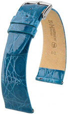 Kožený řemínek Hirsch Prestige L 02208083-2, modrý, krokodýlí kůže, délka L, Quick Release