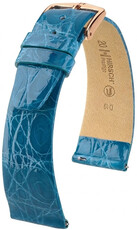 Kožený řemínek Hirsch Prestige L 02208083-7, modrý, krokodýlí kůže, délka L, Quick Release
