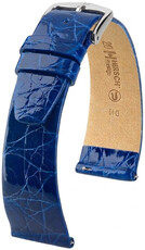 Kožený řemínek Hirsch Prestige L 02208085-2, modrý, krokodýlí kůže, délka L, Quick Release