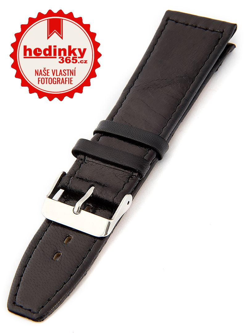 Unisex kožený černý řemínek k hodinkám W-309-L1 40 mm