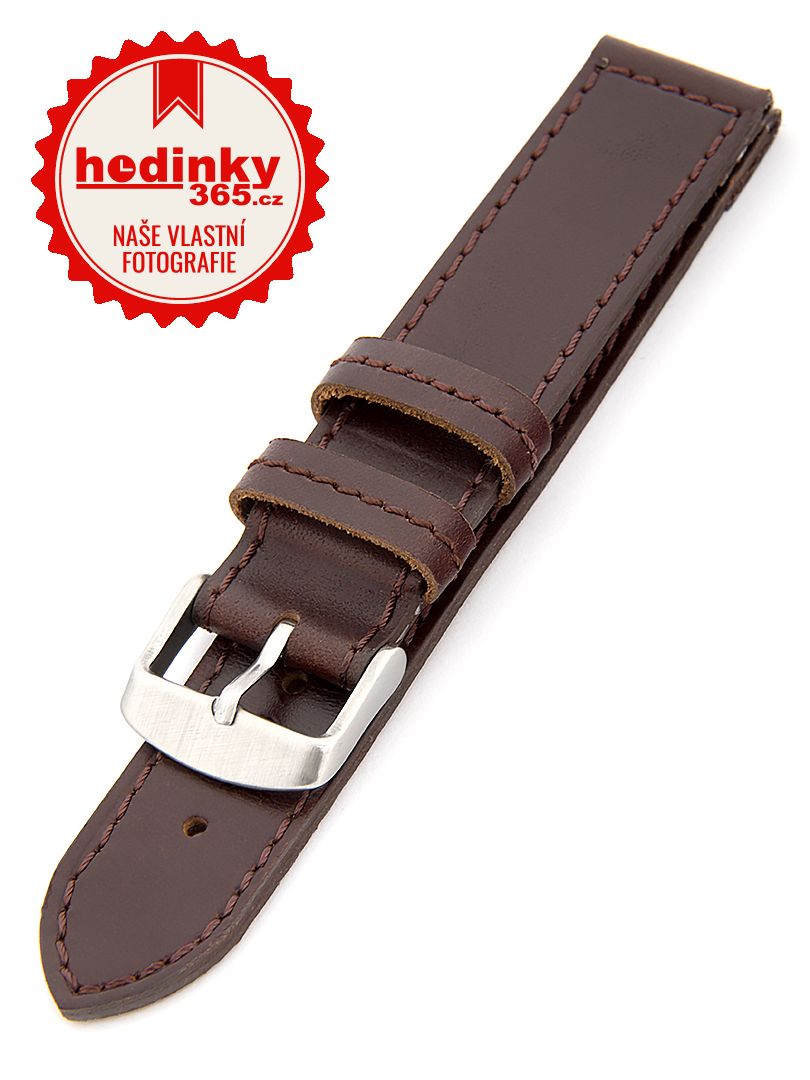 Unisex kožený hnědý řemínek k hodinkám H-5-C 26 mm