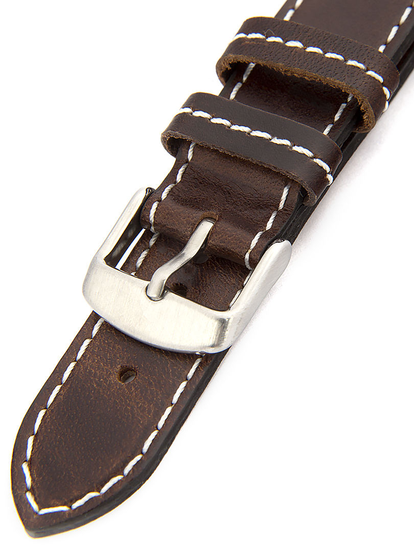 Unisex kožený hnědý řemínek k hodinkám H-5-D 20 mm