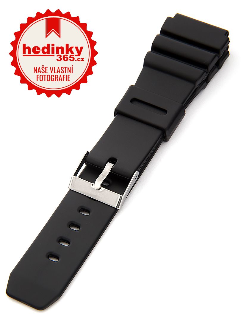 Unisex plastový černý řemínek k hodinkám P058 22 mm