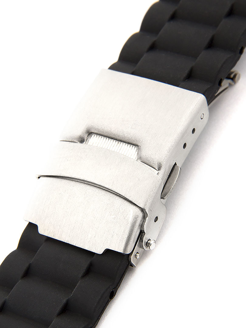Unisex silikonový černý řemínek k hodinkám SC-03A 22 mm