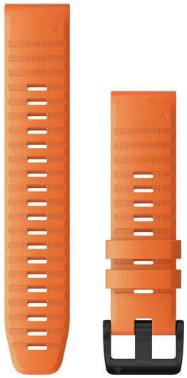 Řemínek Garmin QuickFit 22mm, silikonový, oranžový, černá přezka (Fenix 7/6/5, Epix 2 aj.)