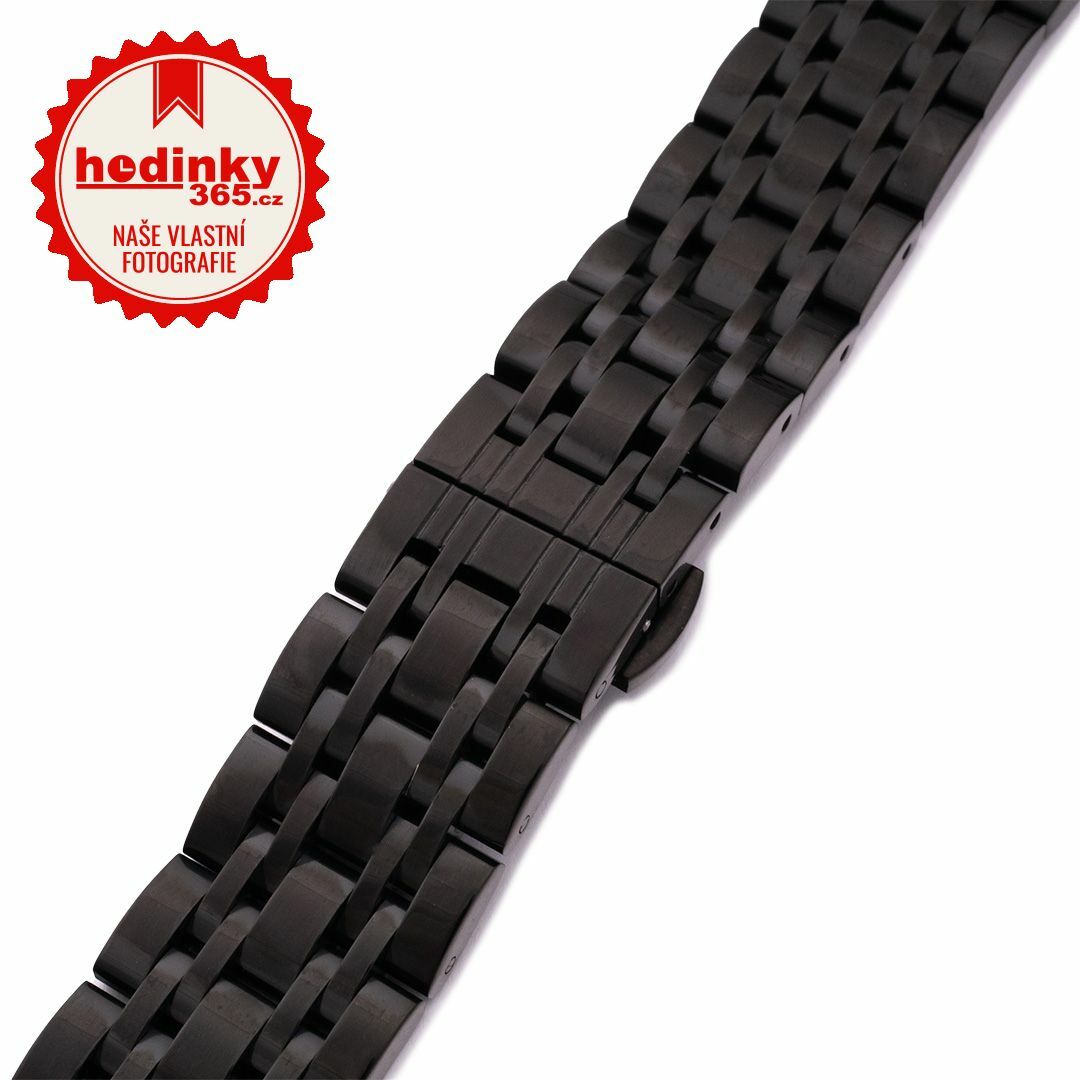 Pánský černý kovový náramek k hodinkám LUX-03 18 mm