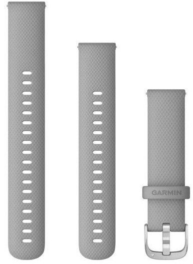 Řemínek Garmin Quick Release 18mm, silikonový, šedý, stříbrná přezka (Venu 2S, Vívoactive 4S, Vívomove 3S) + prodloužená část