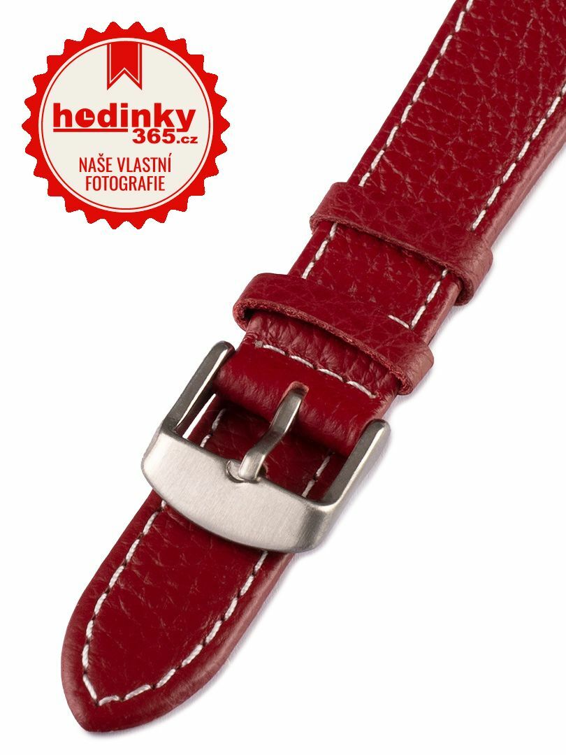 Unisex kožený červený řemínek k hodinkám W-00-D 18 mm
