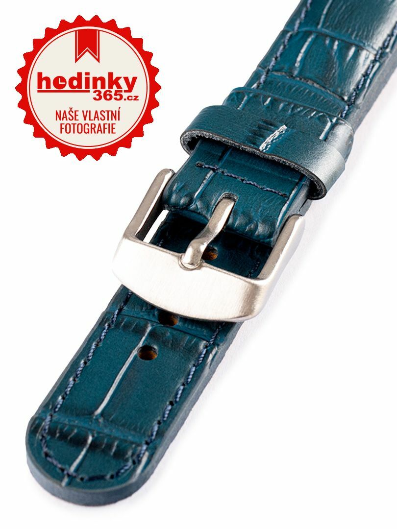 Unisex kožený modrý řemínek k hodinkám W-080-F 18 mm
