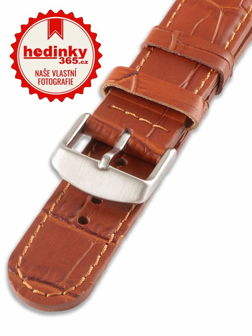 Unisex kožený světle hnědý řemínek k hodinkám W-080-C 22 mm