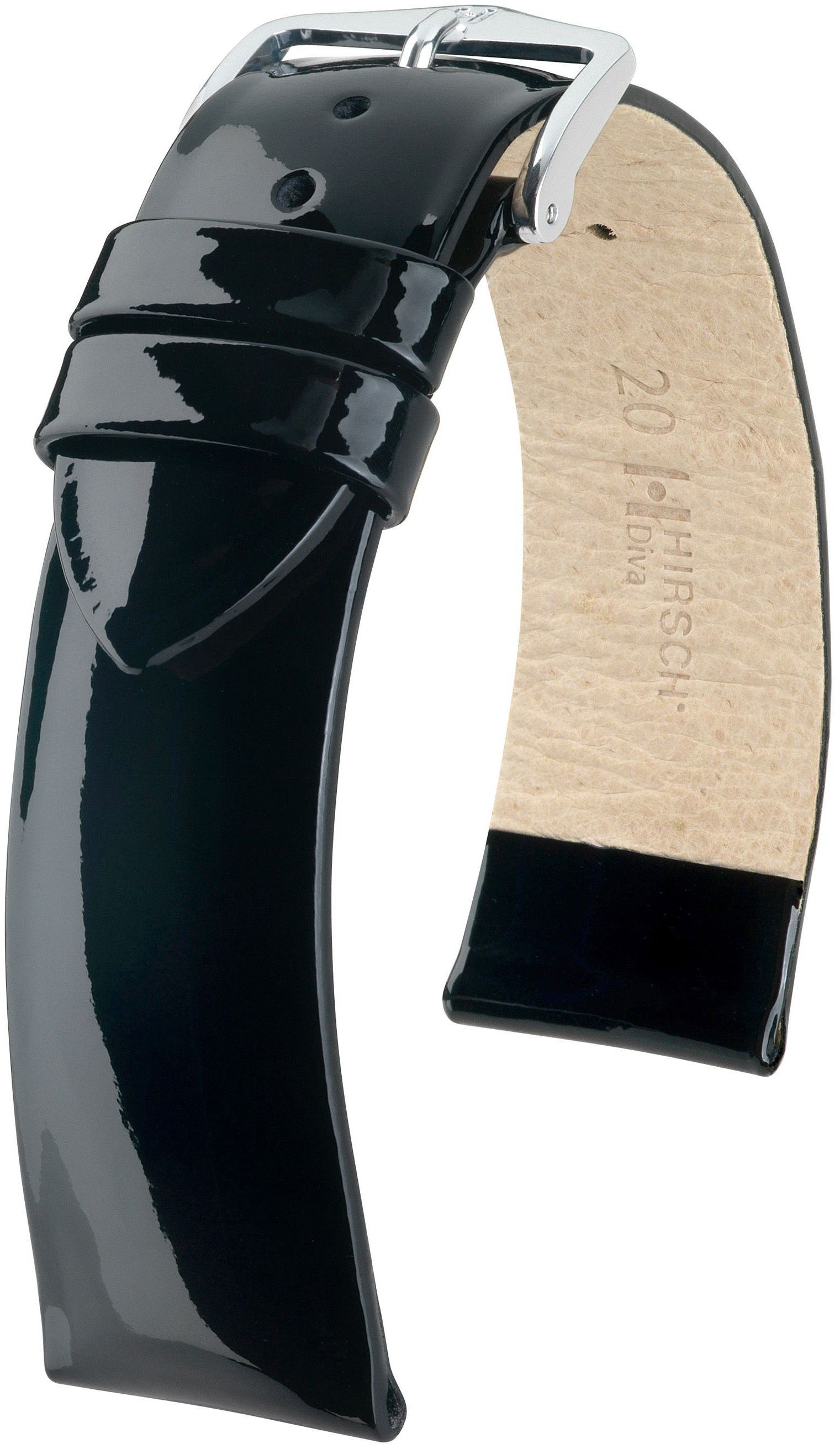 Černý kožený řemínek Hirsch Diva M 01536150-2 (Teletina) 14 mm
