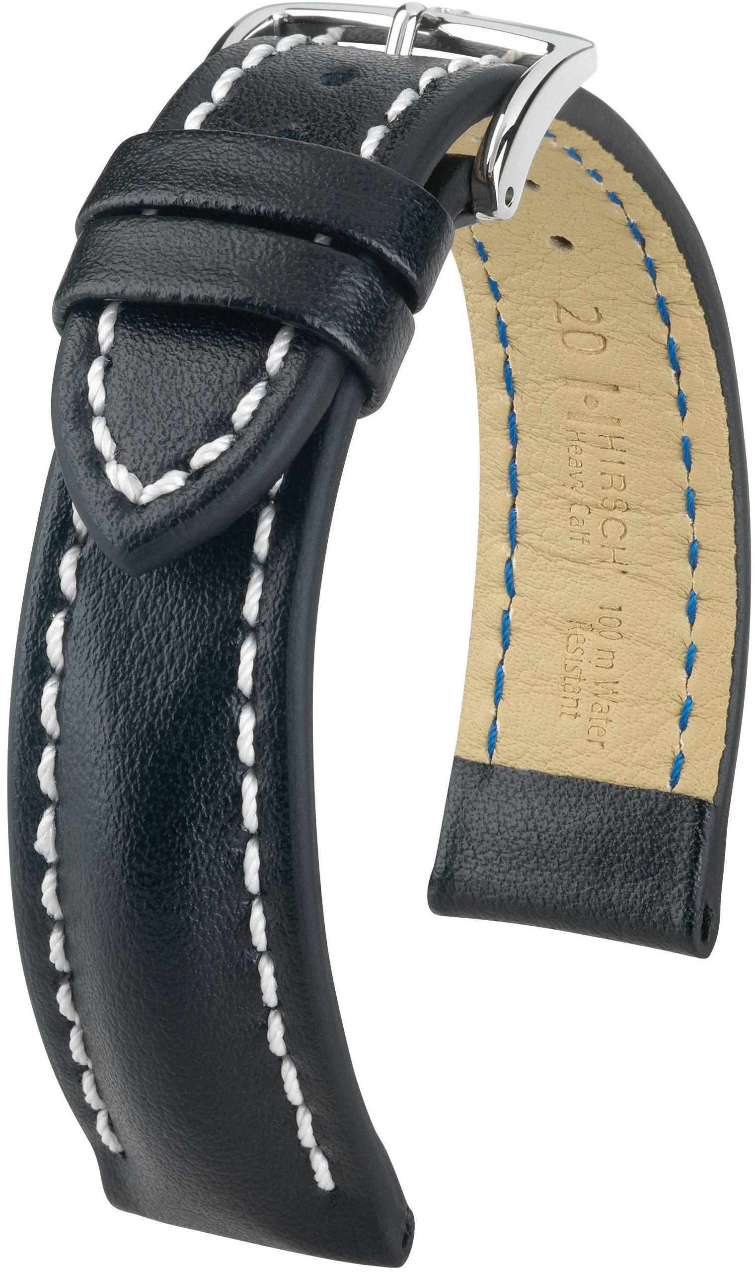 Černý kožený řemínek Hirsch Heavy Calf L 01475050-2 (Teletina) 22 mm