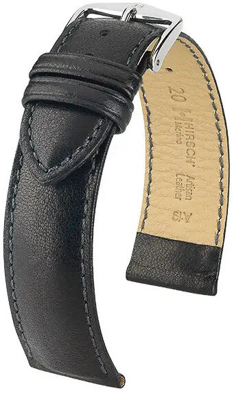 Černý kožený řemínek Hirsch Merino L 01206050-2 (Ovčí kůže) 20 mm