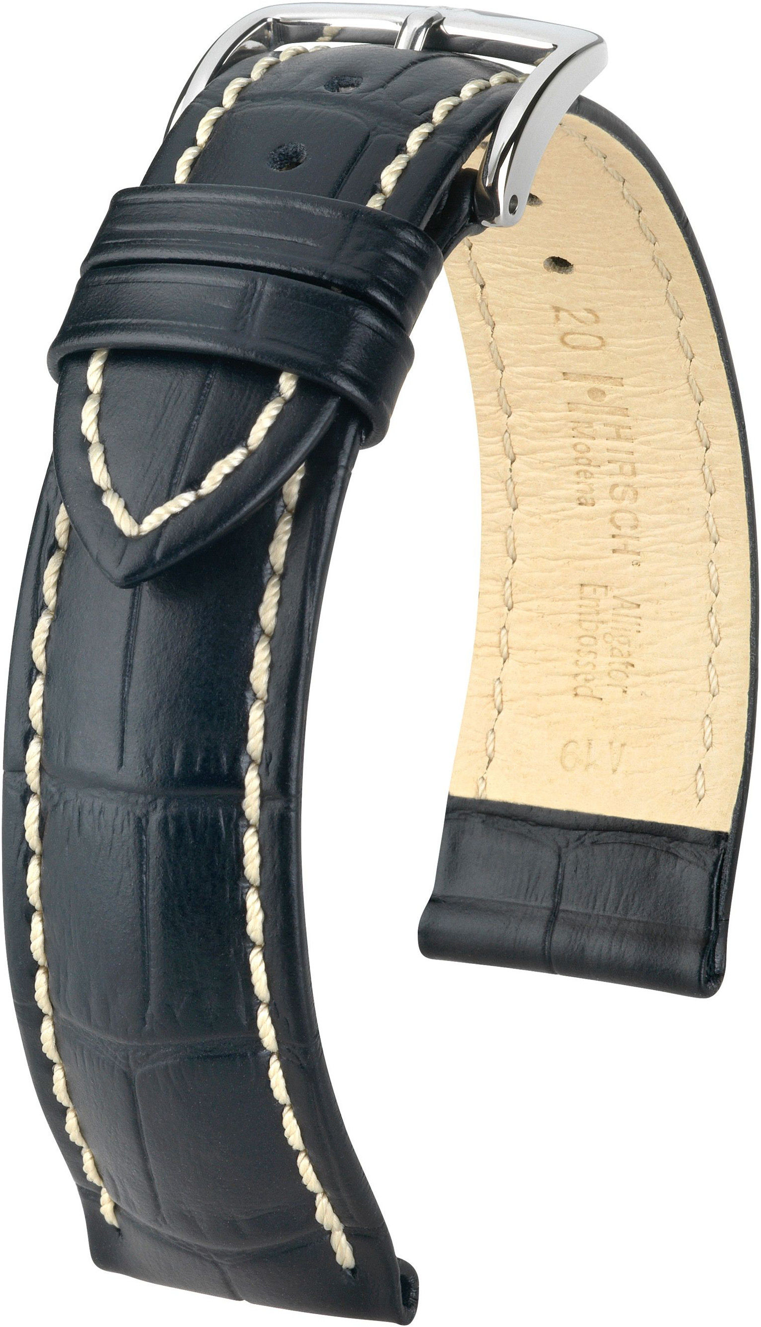 Černý kožený řemínek Hirsch Modena L 10302850-2 (Teletina) 22 mm