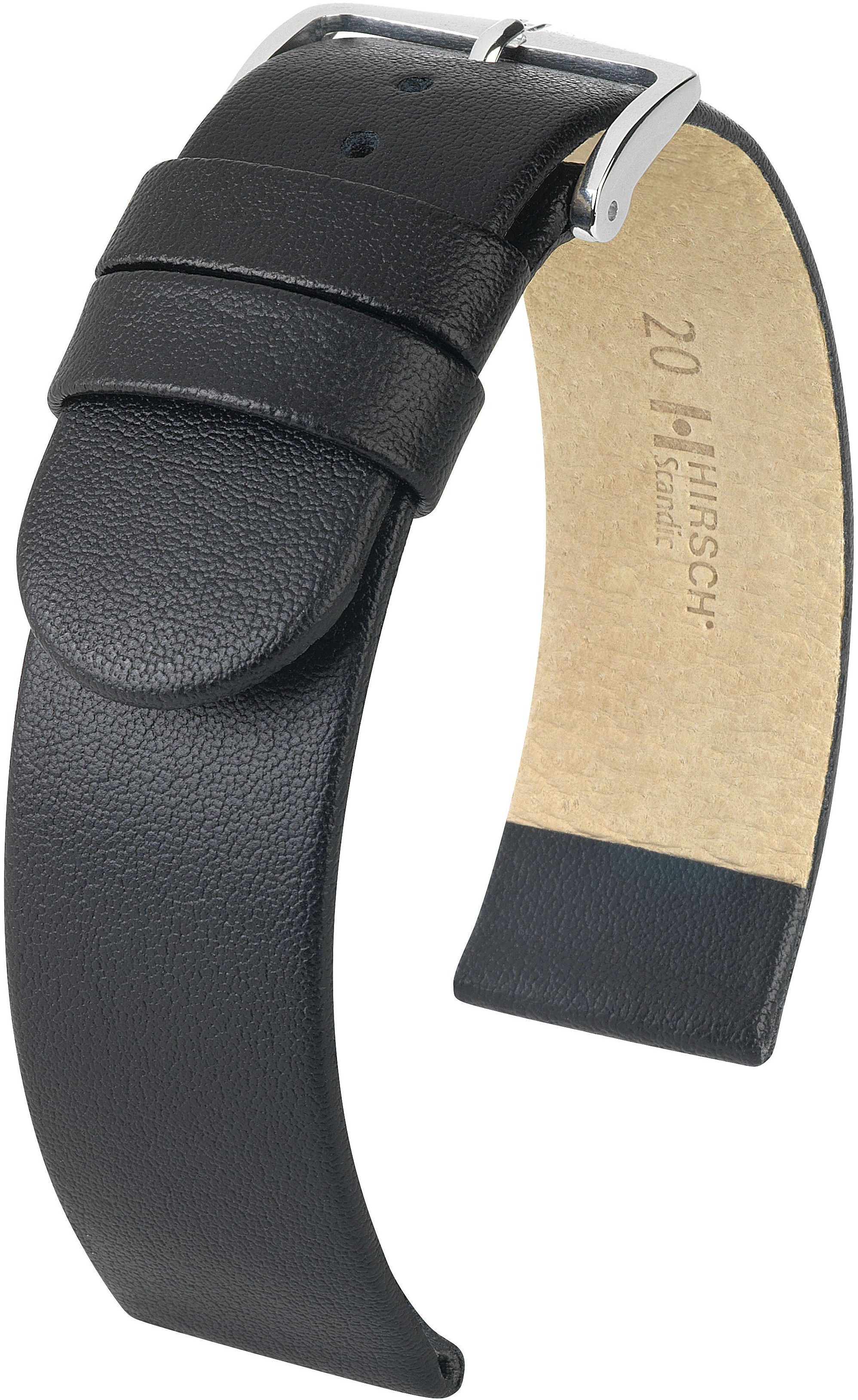 Černý kožený řemínek Hirsch Scandic L 17872050-2 (Teletina) 20 mm