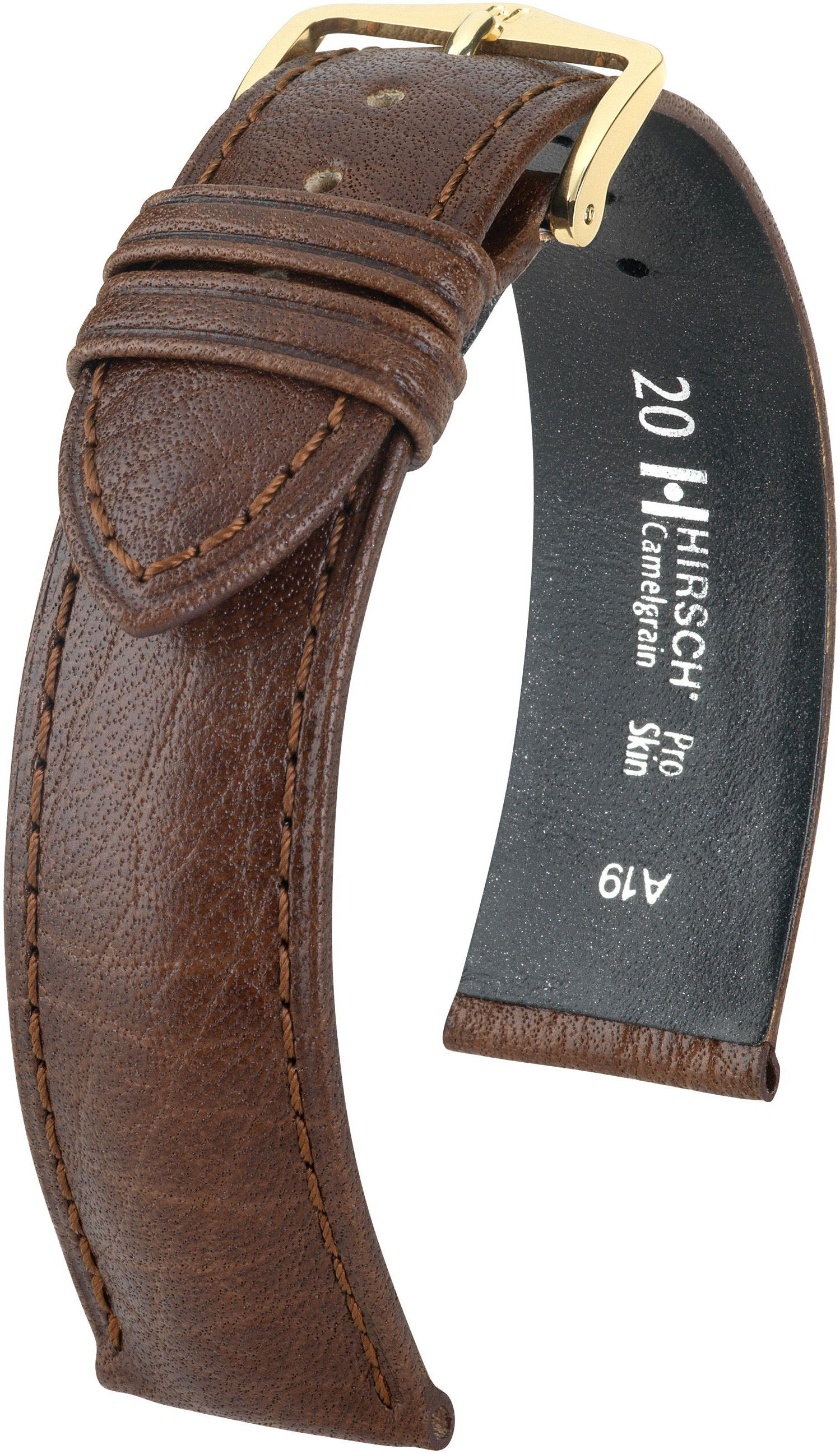 Hnědý kožený řemínek Hirsch Camelgrain L 01009015-1 (Teletina) 17 mm