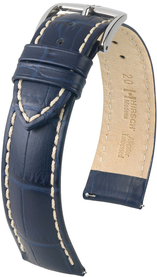 Tmavě modrý kožený řemínek Hirsch Modena L 10302880-2 (Teletina) 18 mm