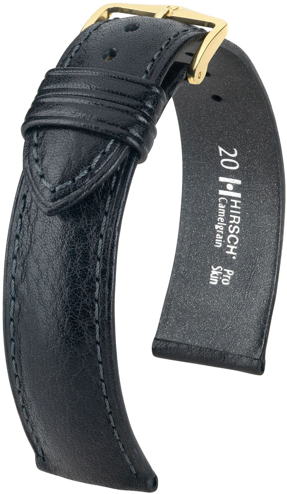 Černý kožený řemínek Hirsch Camelgrain M 10200950OE-1 (Teletina) Open End 17 mm