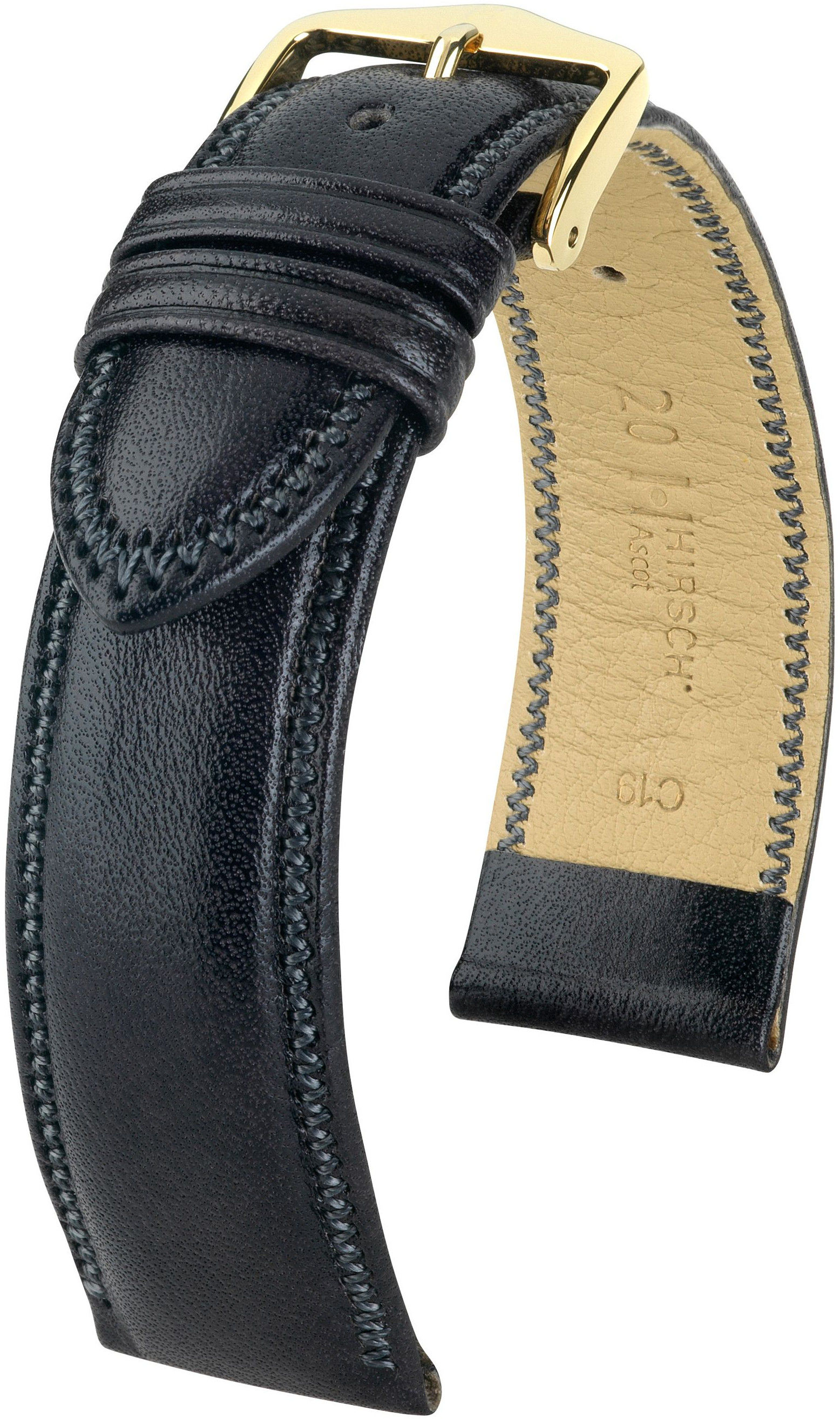 Černý kožený řemínek Hirsch Ascot M 01575050-1 (Teletina) 20 mm