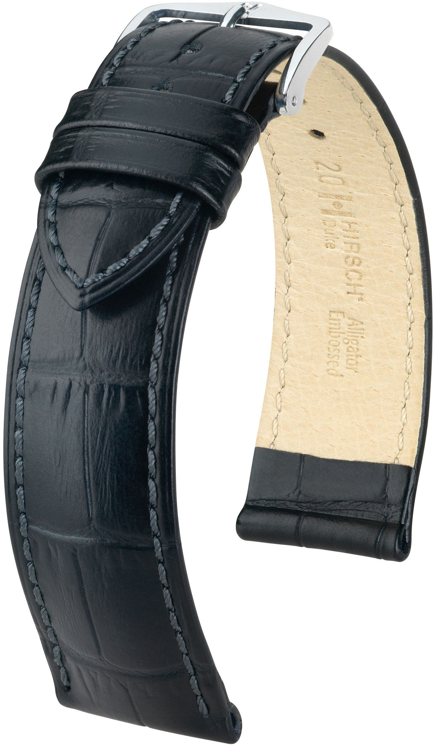 Černý kožený řemínek Hirsch Duke XL 01028250-2 (Teletina) 20 mm