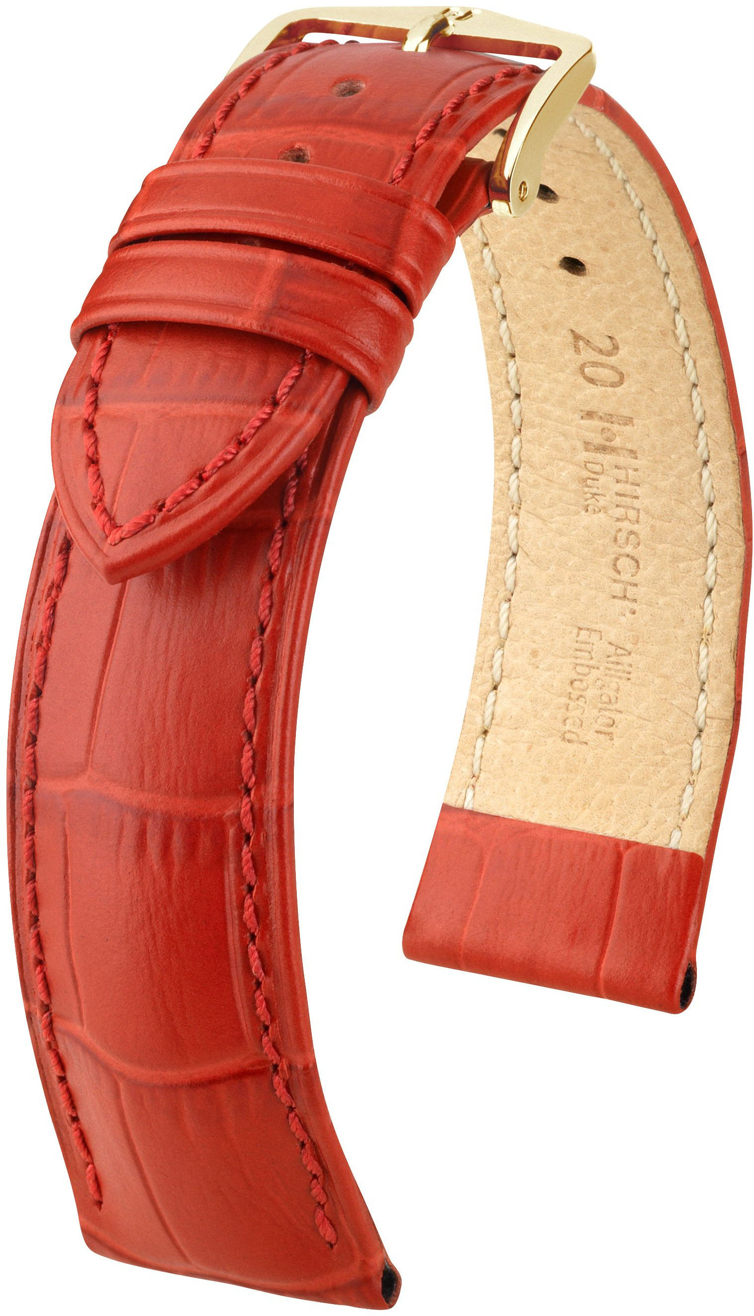 Červený kožený řemínek Hirsch Duke M 01028120-1 (Teletina) 12 mm