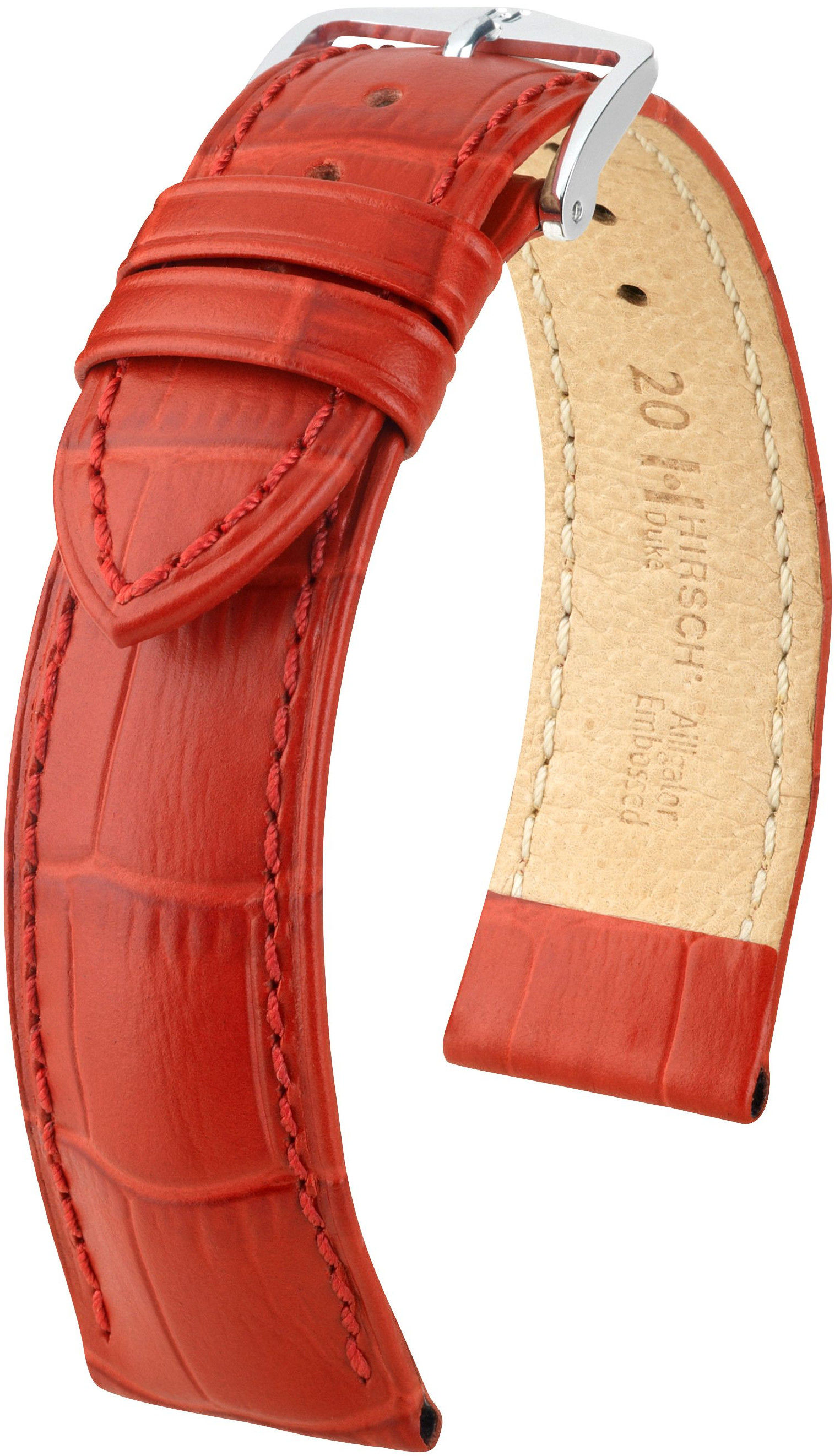 Červený kožený řemínek Hirsch Duke M 01028120-2 (Teletina) 18 mm